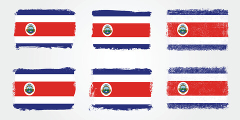 Grunge brush variations of the Costa Rica national flag