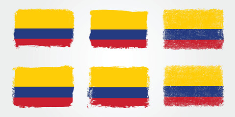 Obraz premium Grunge brush variations of the Colombia tricolor flag
