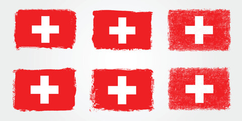 Fototapeta premium Grunge brush variations of the switzerland flag