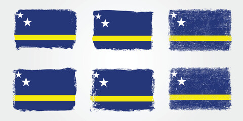 Grunge brush variations of the Curacao island flag
