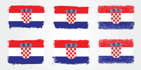 Grunge brush variations of the Croatia checkerboard flag