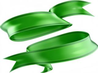 lowing 3d green ribbon with glossy fluid isolated on white background, png, ai generated.