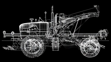 Tractor technical drawing illustration