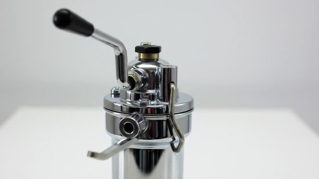 Detailed Shots of a Shiny Chrome Espresso Machine: A Guide to its Features