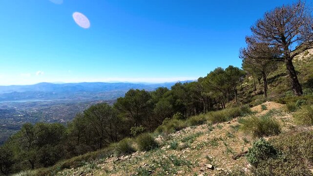 Panoramic view on hiking trail to Maroma peak, Sierra Tejeda, Spain 