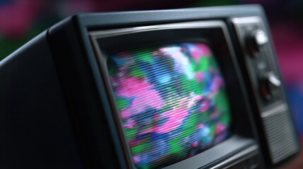 retro television showing glitchy animated patterns