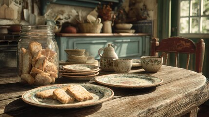 Vintage cookies on rustic table