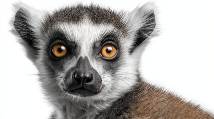 Obraz premium close up of a lemur on white background 