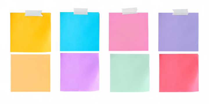 set of colorful sticky notes isolated on white background, png, ai generated. - Powered by Adobe