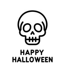 Skull illustration with Happy Halloween text