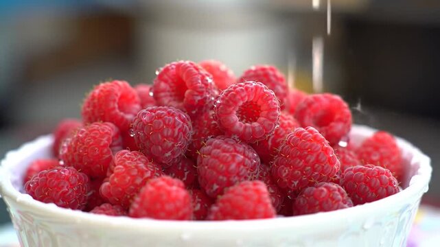 Fresh raspberries splash