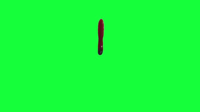 Blood Drips Green Screen 04/ stage blood slowly drips and runs downward in this live action 1080p Chromakey effect.	