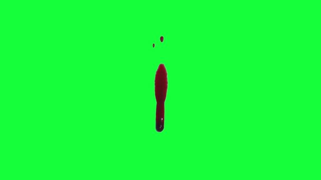 Blood Drips Green Screen 03/ stage blood slowly drips and runs downward in this live action 1080p Chromakey effect.	