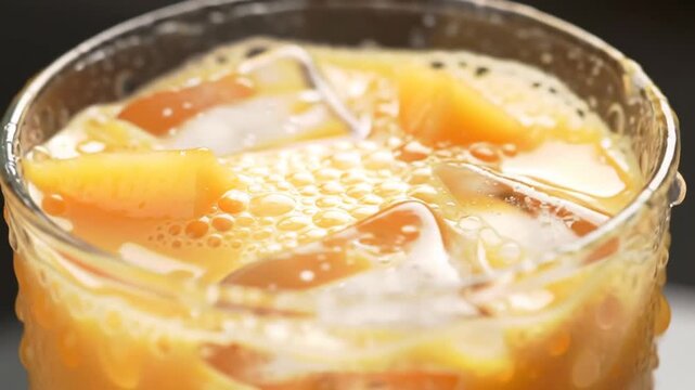 Closeup mango juice with ice