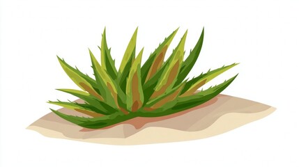 Fototapeta premium Aloe vera plant growing in sandy soil.