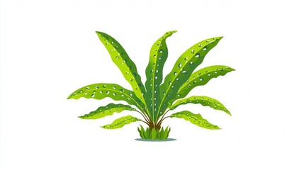 Potted Green Plant with Spotted Leaves.