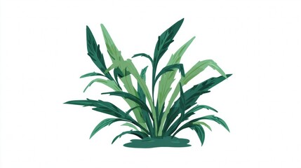 Green leaves plant illustration on white background.