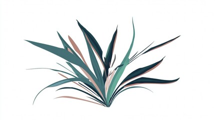 Colorful tropical leaves illustration on white background.