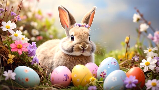 Cute bunny with Easter eggs (1)