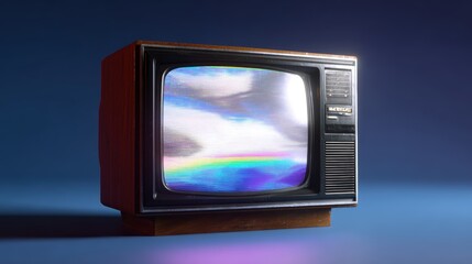 vintage television with glitch effect displaying abstract static