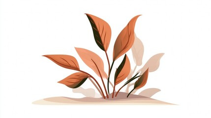 Minimalist illustration of a plant with orange leaves on a white background.