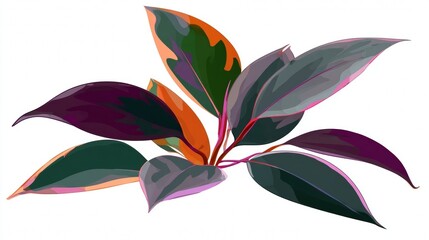 Colorful leaves illustration with varied hues and shapes.