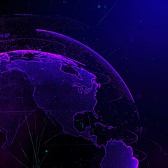 Abstract digital globe, vibrant hues