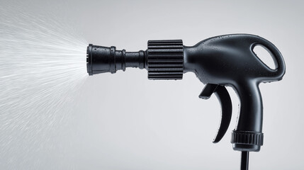 A sleek black water sprayer with a simple nozzle design, isolated on a clean white background.
