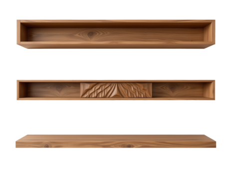 Wooden Decorative Shelves with Carved Design for Interior Spaces