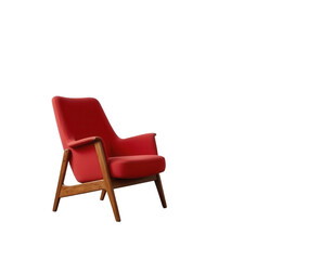 Fototapeta premium Elegant Red Armchair with Wooden Legs for Stylish Home Interiors