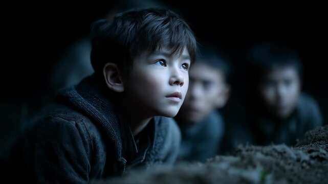 The Light of Hope Shining in the Eyes of Children in the Dark