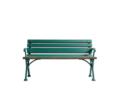 Green Park Bench Isolated on Transparent background for Outdoor Design
