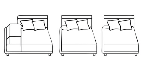 Isolated 3D illustration of a comfortable leather sofa with a set of metal plates and black plastic bottles for a room interior design