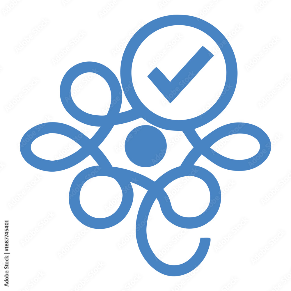 Poster a blue check mark symbol and a red cross sign illustration design within a business circle pattern l