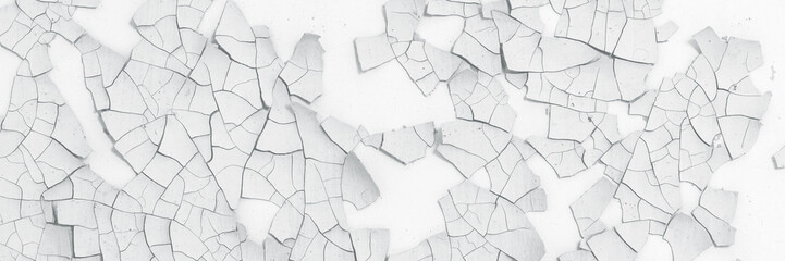 Peeling paint on the wall. Old concrete wall with cracked flaking paint. Weathered rough painted...