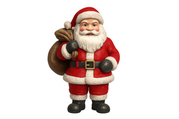 Obraz premium Santa claus carrying bag of gifts on transparent background