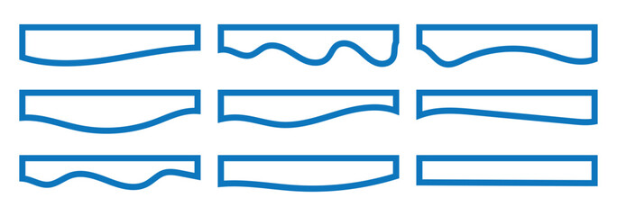 Collection of dividers shape templates. Modern separator header for website and app. Curve lines, wave collection of abstract design element for top and bottom page web site.Vector Illustration