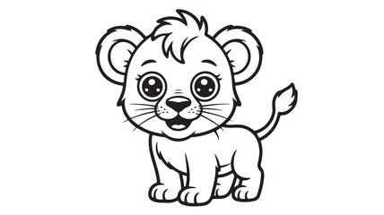 Fototapeta premium Adorable cartoon lion cub perfect for childrens books and illustrations