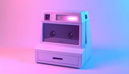 Retro Instant Camera with Neon Lighting.