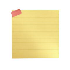 A yellow sticky note isolated on transparent background, perfect for reminders and memos