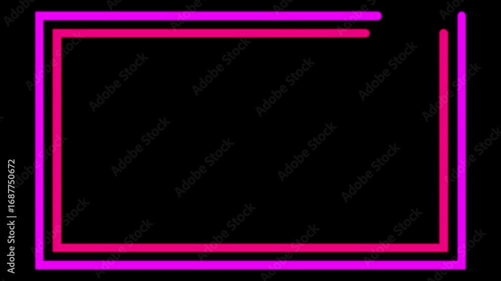 Aufkleber double layer neon glowing frame background. repetitive motion animation and flashing. bright neon li