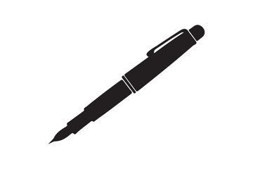 Classic black silhouette of a fountain pen with nib