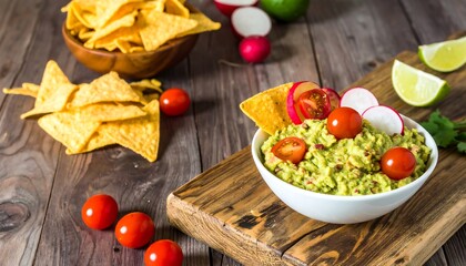 Fresh guacamole with tortilla chips