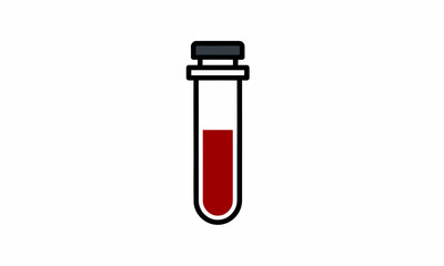 Clear Glass Test Tube Filled with Deep Red Liquid and Black Cap.