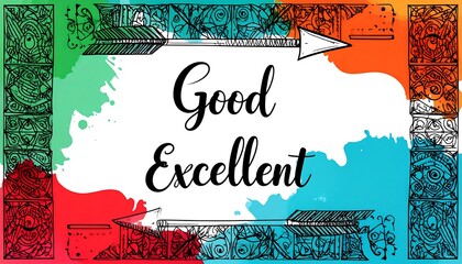 Colorful graphic with the words "Good Excellent" in a stylized font