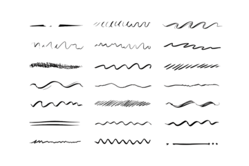 A clean set of 20 handdrawn digital underlines on a plain white background Each underline should appear as if it was drawn on a tablet using a stylus with smo