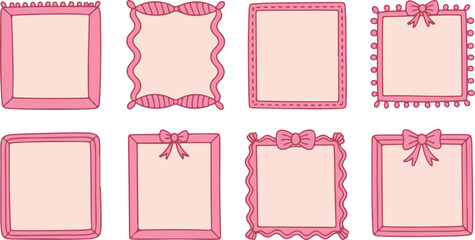 Cute Pink Decorative Frames with Ribbon and Bow Design