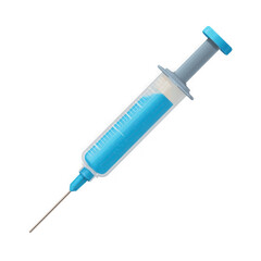 Fototapeta premium Modern syringe with blue liquid medical equipment for healthcare and pharmaceutical applications illustration