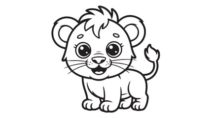 Adorable cartoon lion cub perfect for kids coloring books and projects