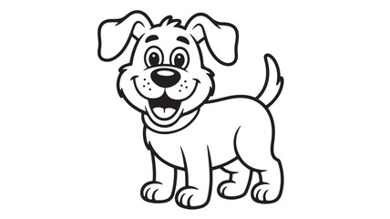 Fototapeta premium Cute Cartoon Puppy Dog, Black and White Line Art, Coloring Page